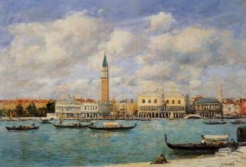 尤金 佈丹 Venice, the Campanile, View of Canal San Marco from San Gior